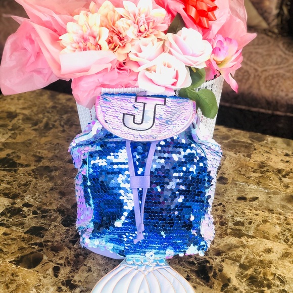 ❣️RARE❣️Justice Mermaid Flip Sequin Mini Rucksack Backpack❣️Initial “J” - Picture 6 of 6